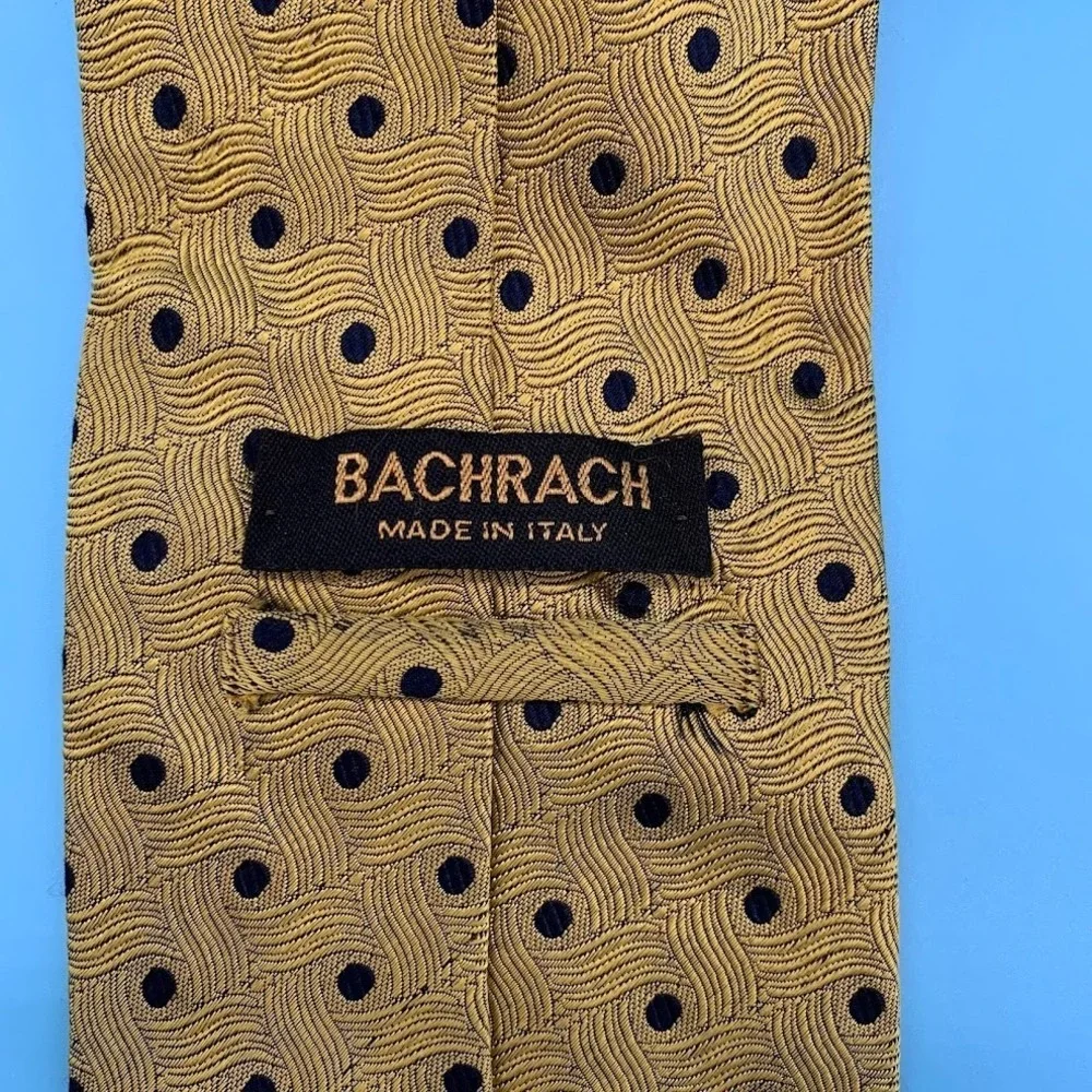 Vintage Bachrach Gold Polka Dot Patterned Men's Classic‎ Silk Neck Tie